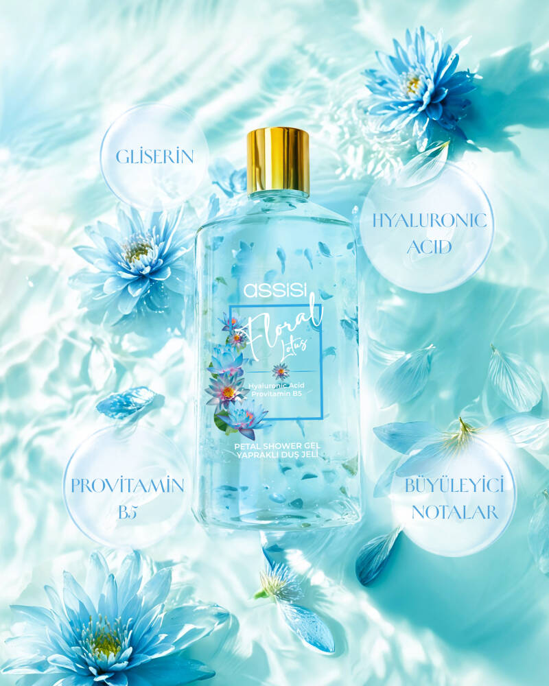 Assisi Floral Lotus Hyaluronic Acid & Provitamin B5 Nemlendirici Yapraklı Duş Jeli 500 ml