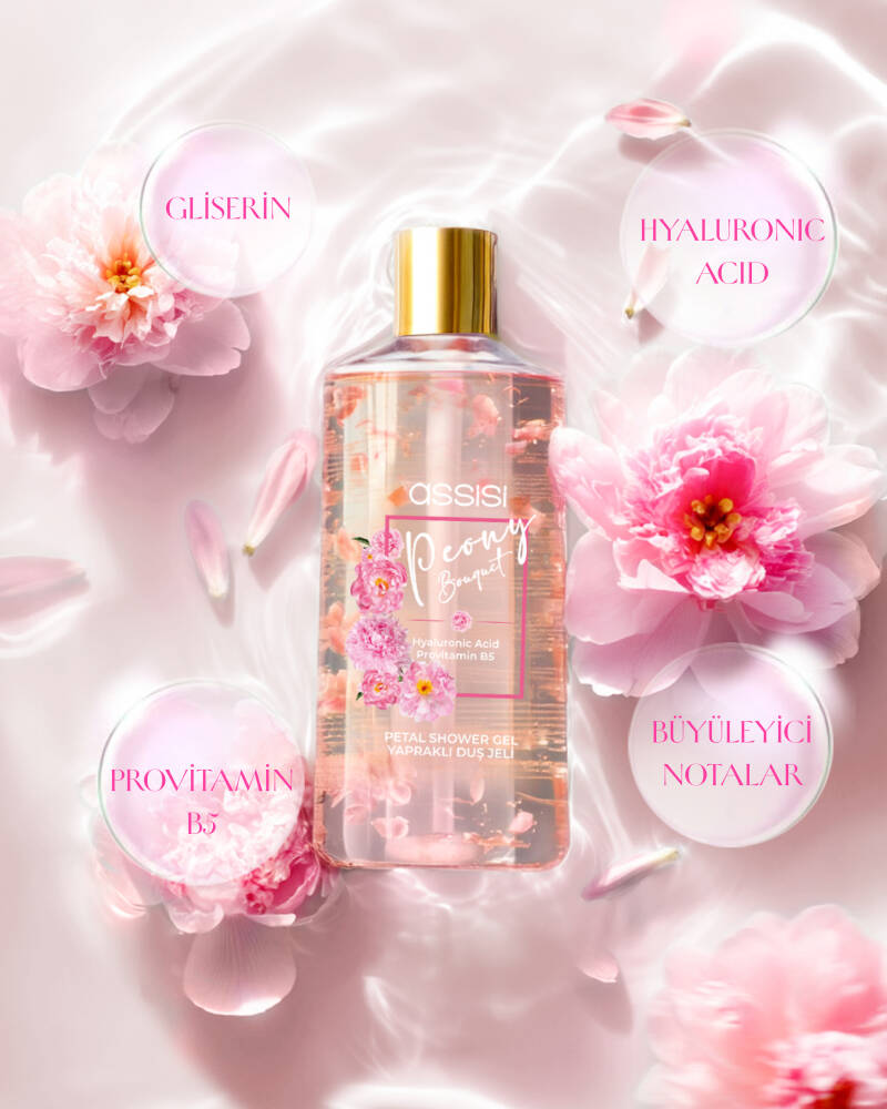 Assisi Peony Bouquet Hyaluronic Acid & Provitamin B5 Nemlendirici Yapraklı Duş Jeli 500 ml