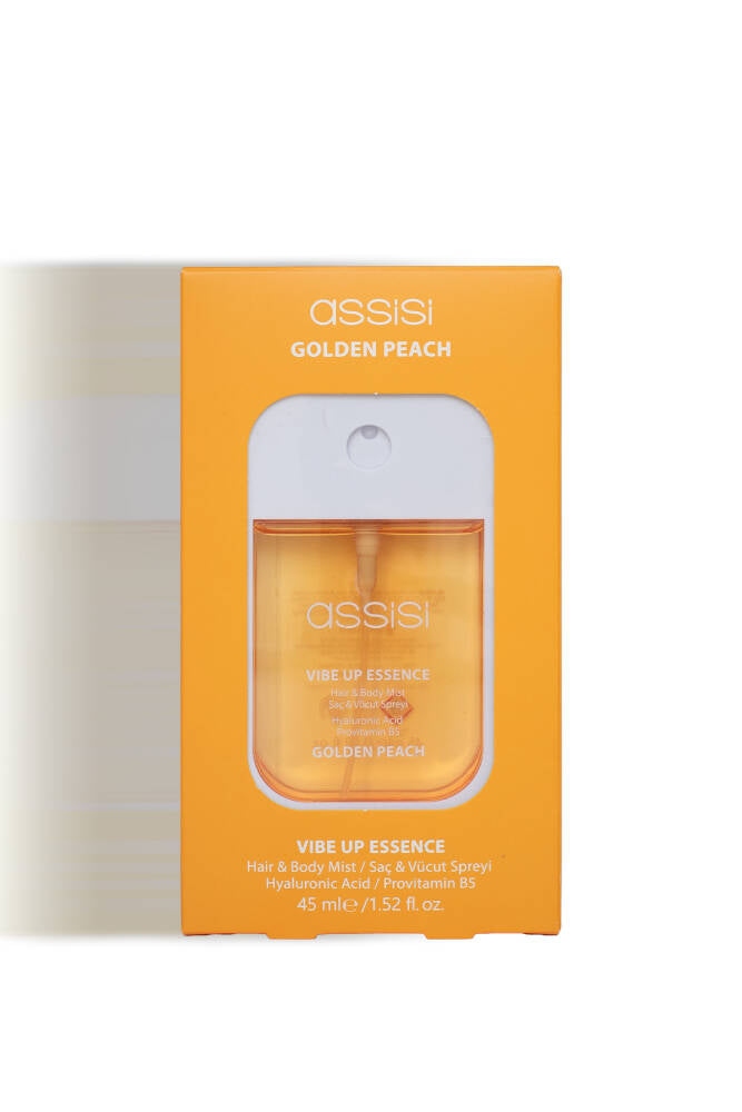 Golden Peach Hyaluronik Asit & Provitamin B5 Saç ve Vücut Spreyi 45 ml – Şeftali & Misk Kokulu Mist
