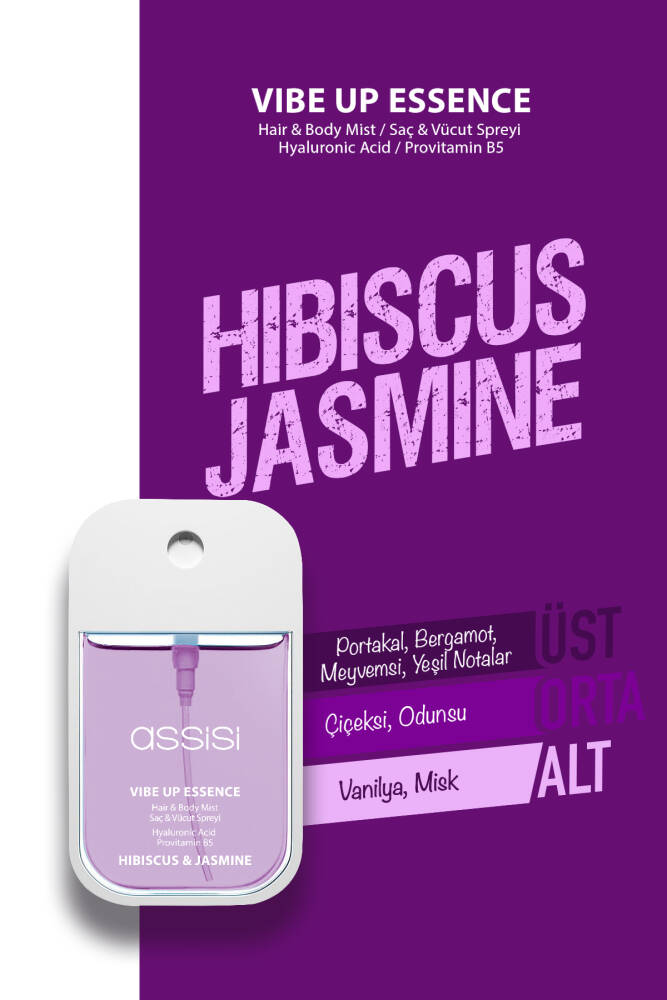 Hibiscus Jasmine Hyaluronik Asit & Provitamin B5 Saç ve Vücut Spreyi 45 ml Çiçeksi & Vanilya Kokulu